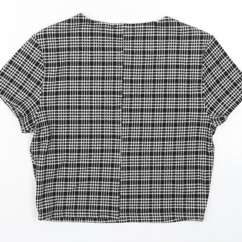 Miss Selfridge Womens Black Check  Basic T-Shirt Size 12