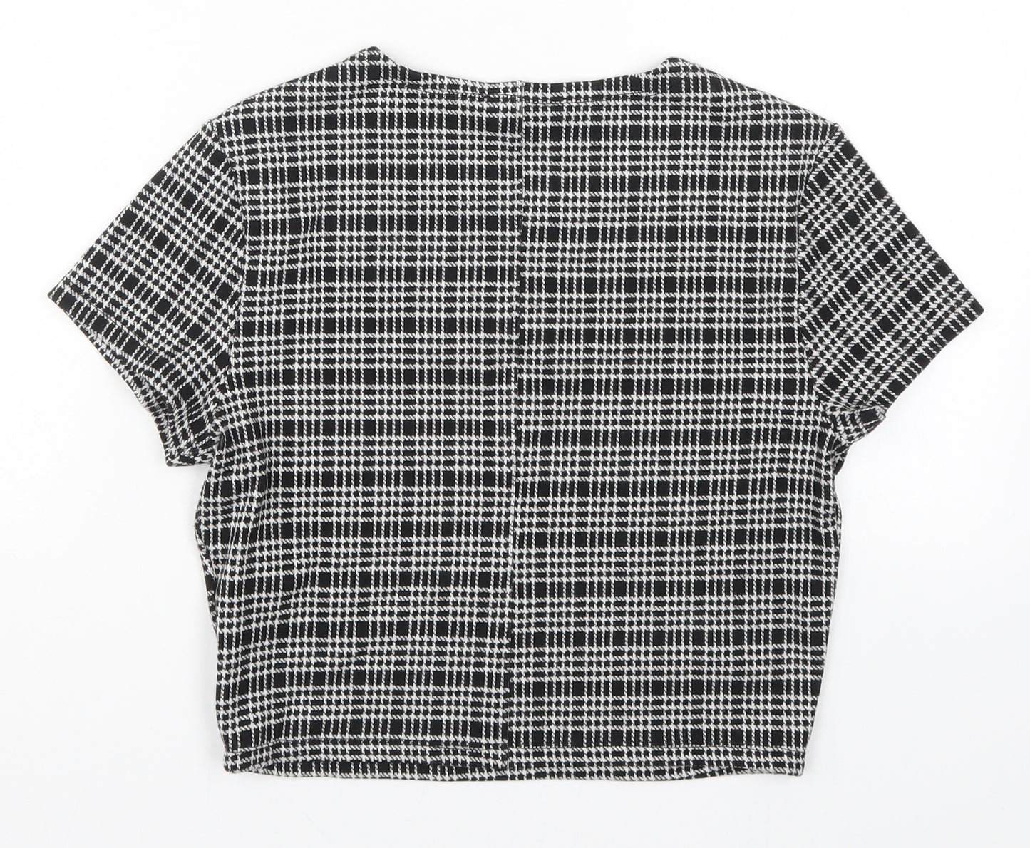 Miss Selfridge Womens Black Check  Basic T-Shirt Size 12
