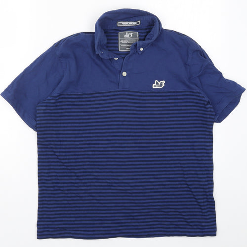 PEACEFUL HOOLIGAN Mens Blue Striped   Polo Size S