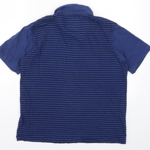 PEACEFUL HOOLIGAN Mens Blue Striped   Polo Size S