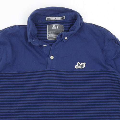 PEACEFUL HOOLIGAN Mens Blue Striped   Polo Size S