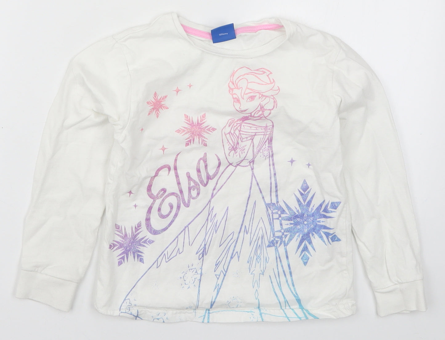 Matalan Girls White Solid  Top Pyjama Top Size 7 Years  - Elsa