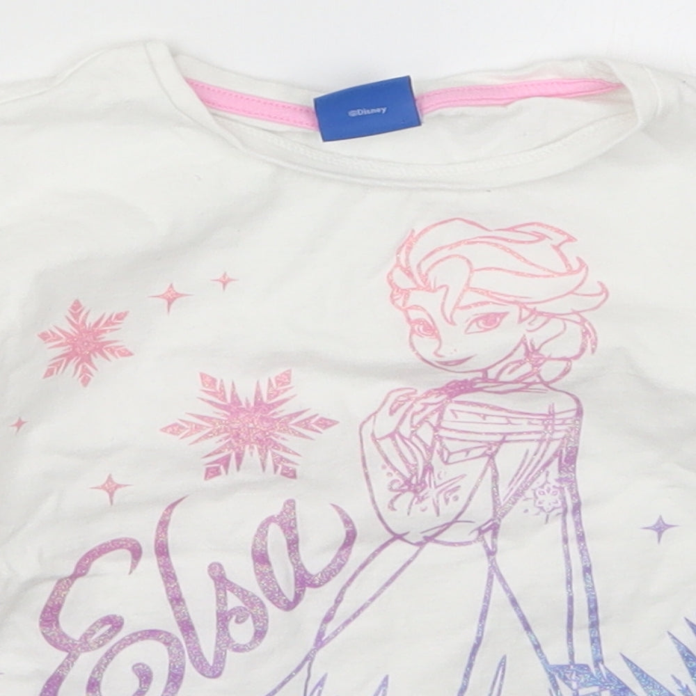 Matalan Girls White Solid  Top Pyjama Top Size 7 Years  - Elsa