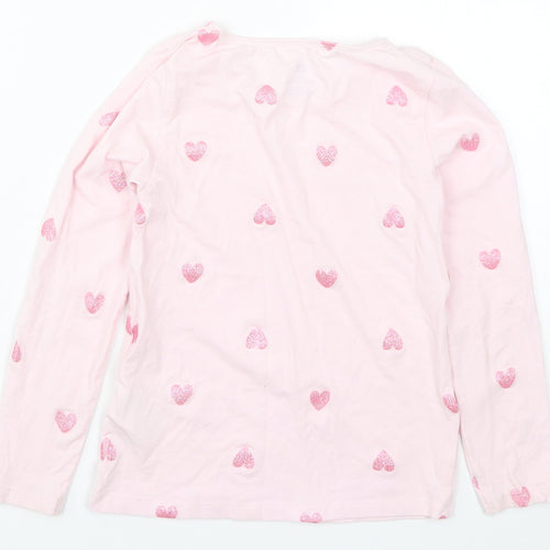 H&M Girls Pink   Basic T-Shirt Size 7-8 Years  - Love Hearts