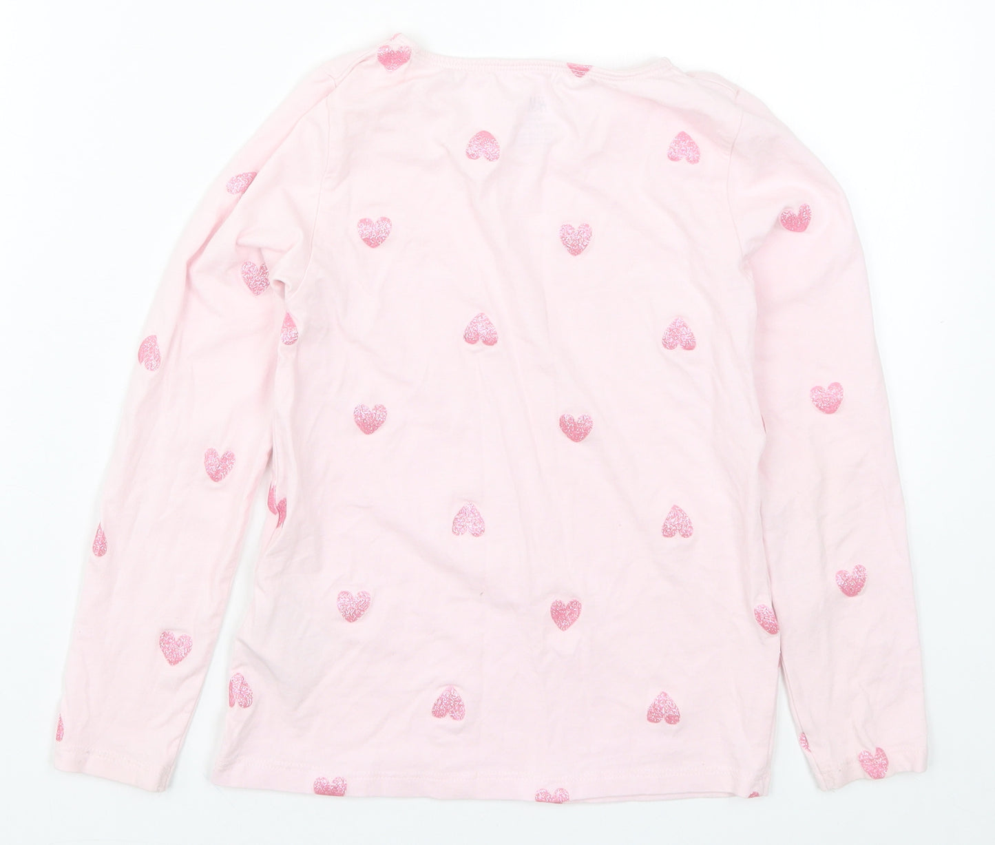 H&M Girls Pink   Basic T-Shirt Size 7-8 Years  - Love Hearts