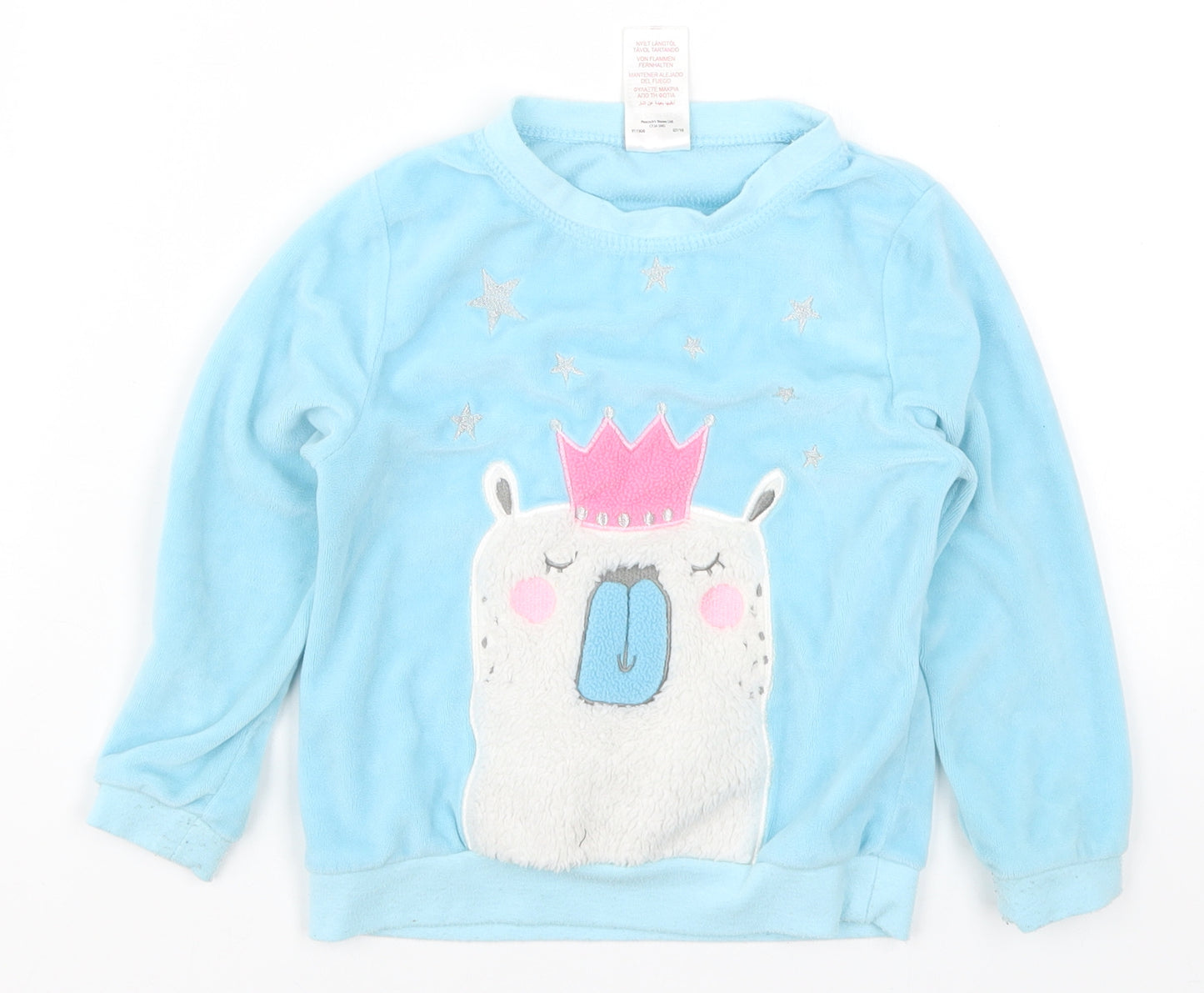 Peacocks Girls Blue Solid  Top Pyjama Set Size 4-5 Years  - Alpaca