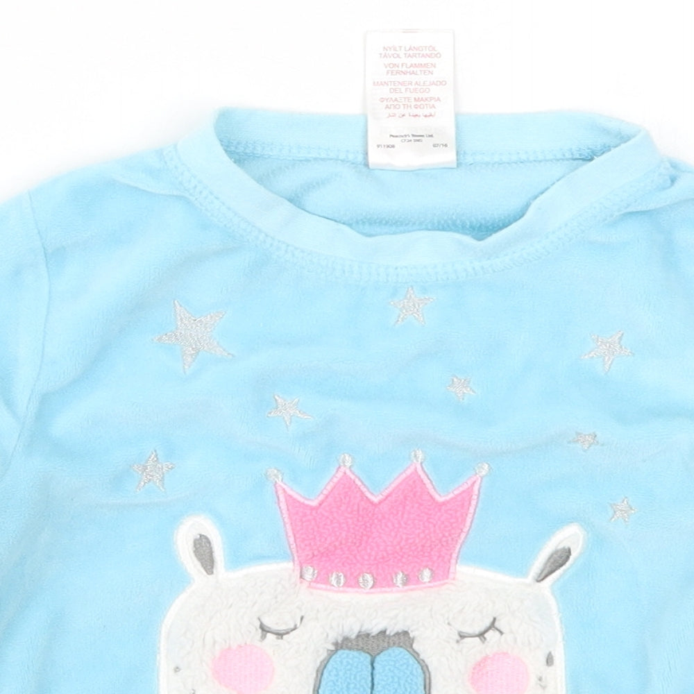 Peacocks Girls Blue Solid  Top Pyjama Set Size 4-5 Years  - Alpaca