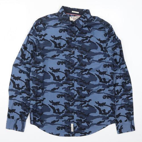 Penguin Mens Blue Camouflage   Button-Up Size M