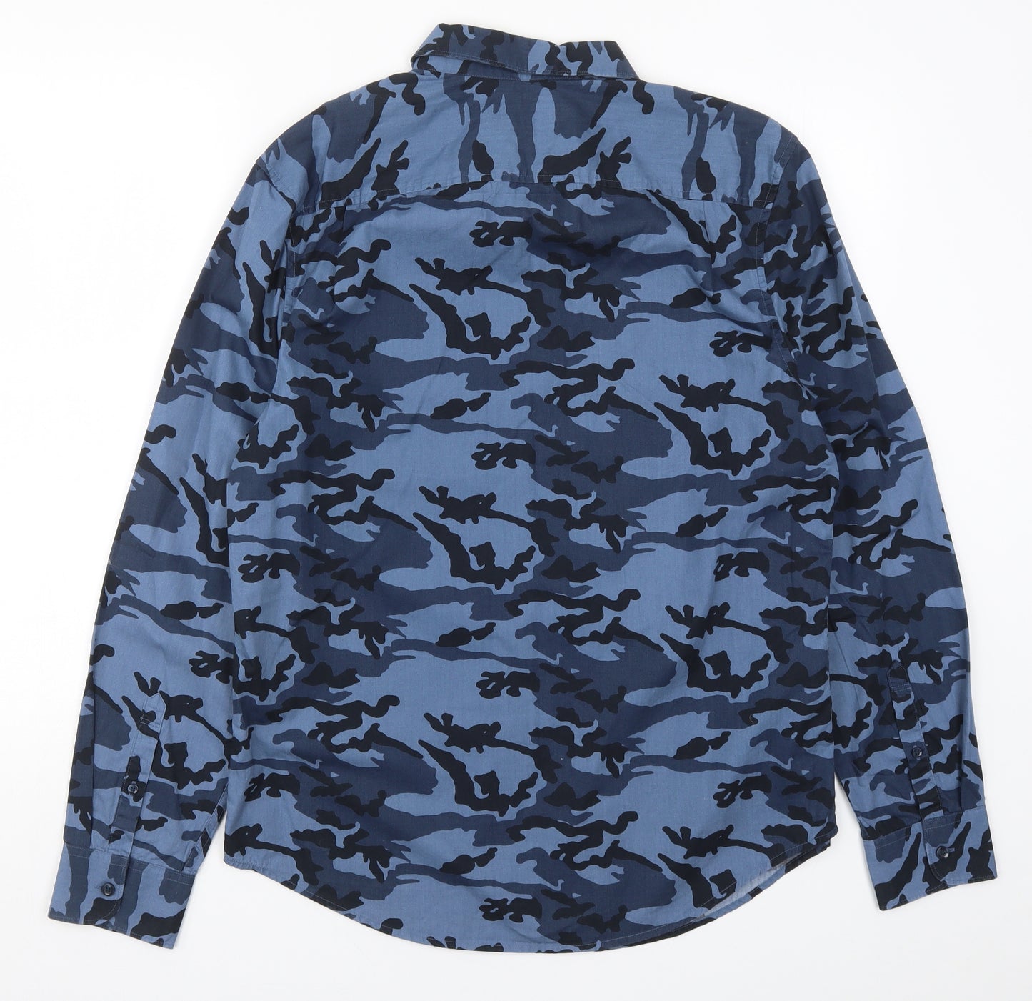 Penguin Mens Blue Camouflage   Button-Up Size M