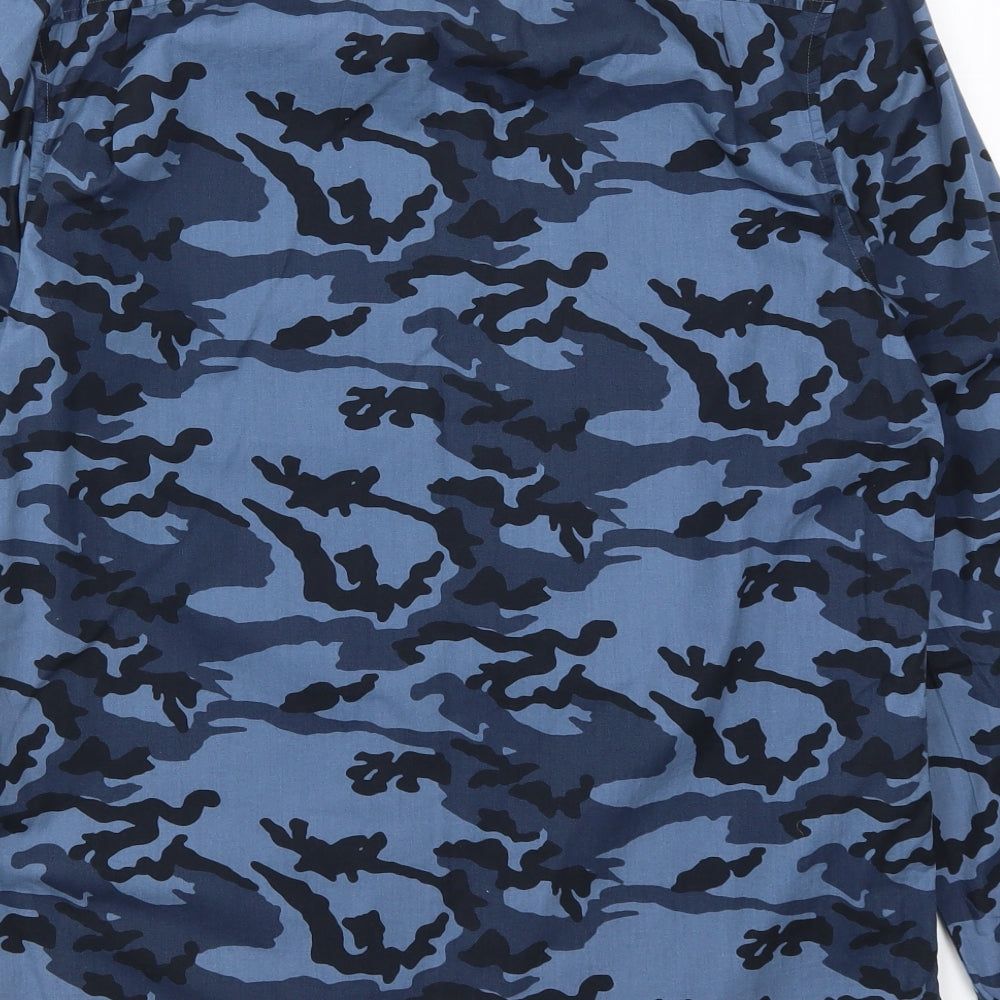 Penguin Mens Blue Camouflage   Button-Up Size M