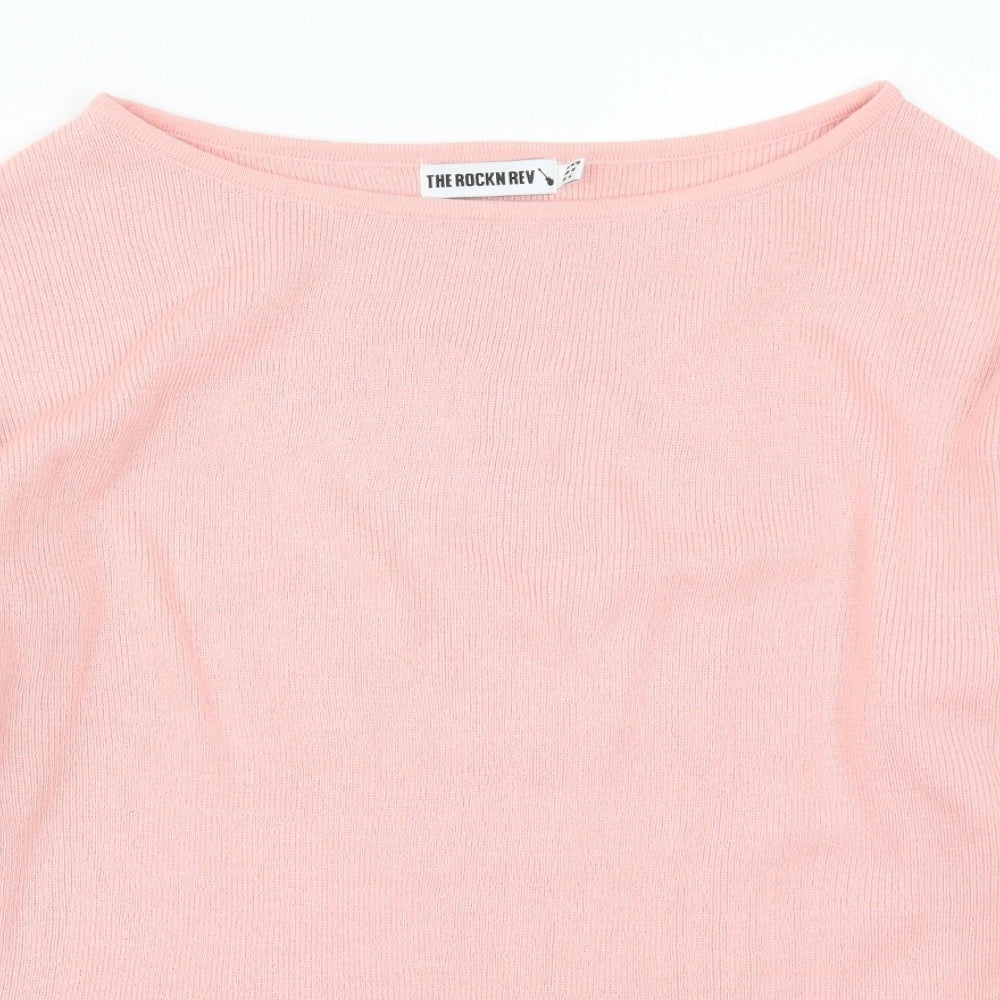 The Rockin Rev Womens Pink  Knit Pullover Jumper Size 16