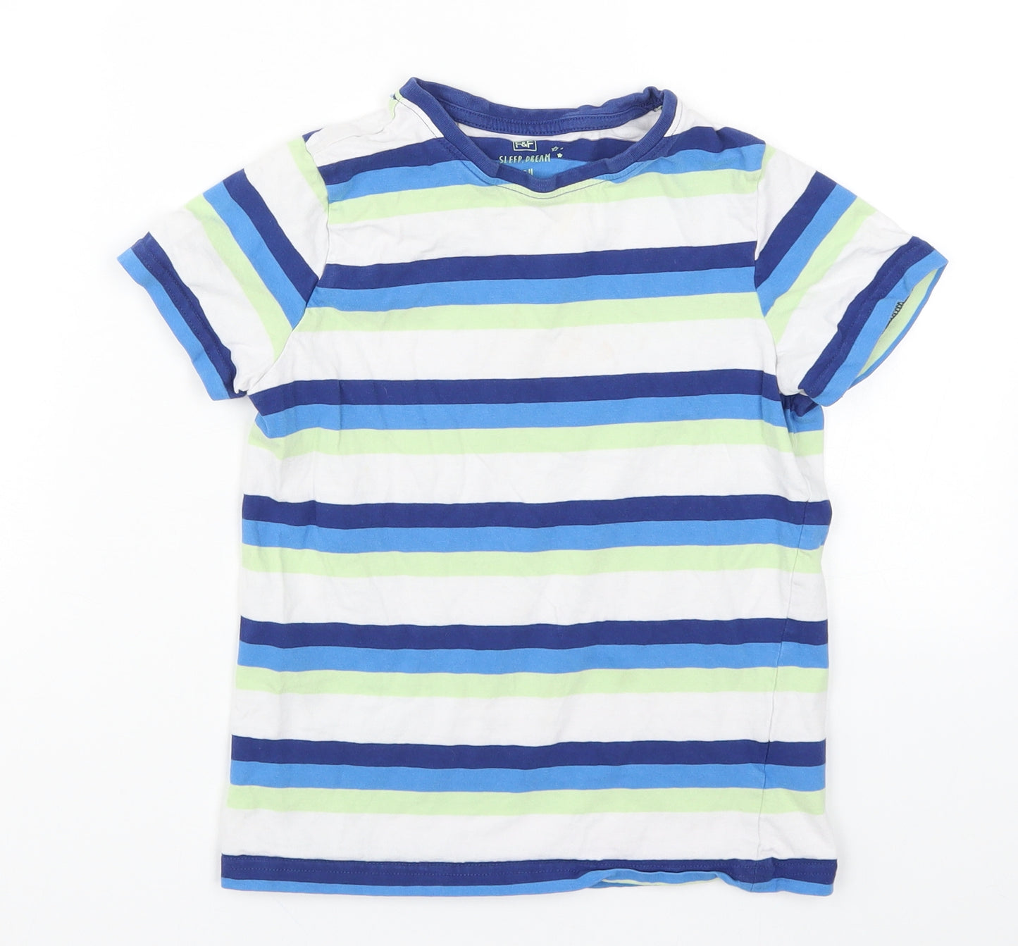 F&F Boys Blue Striped   Pyjama Top Size 8-9 Years