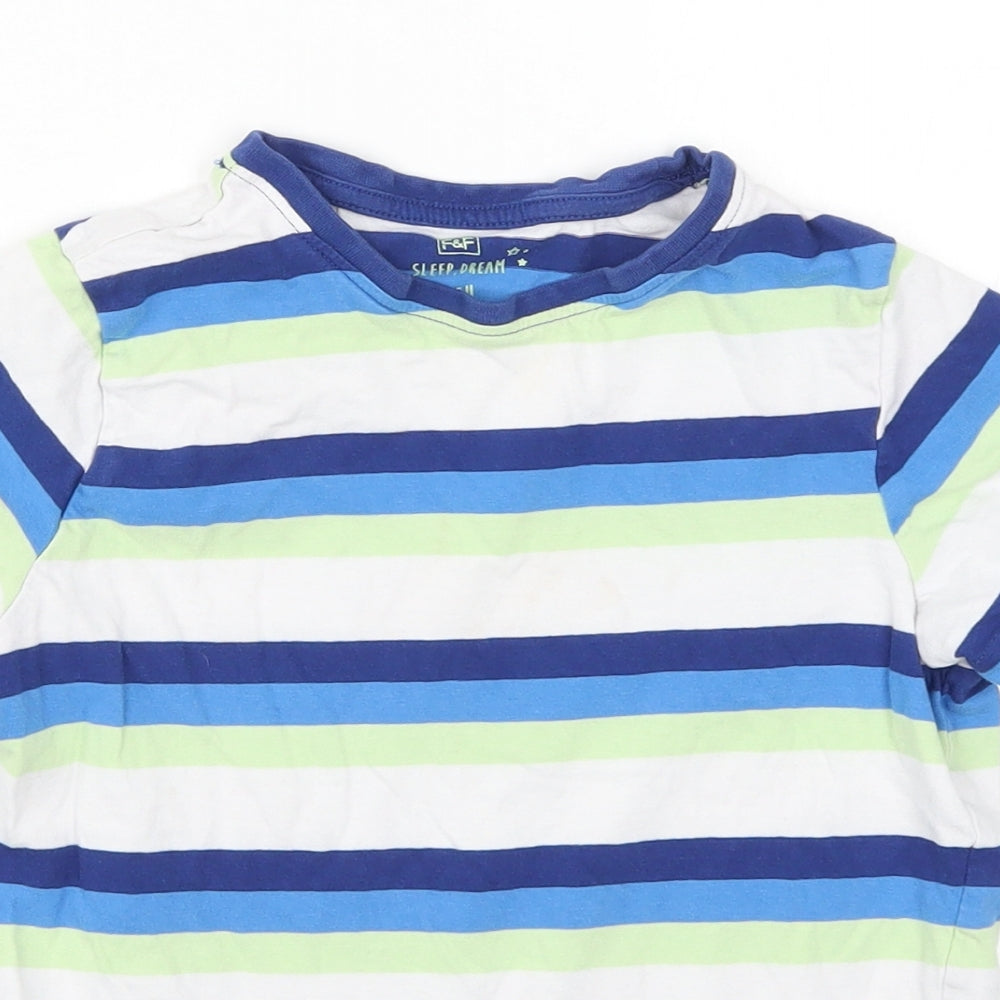 F&F Boys Blue Striped   Pyjama Top Size 8-9 Years