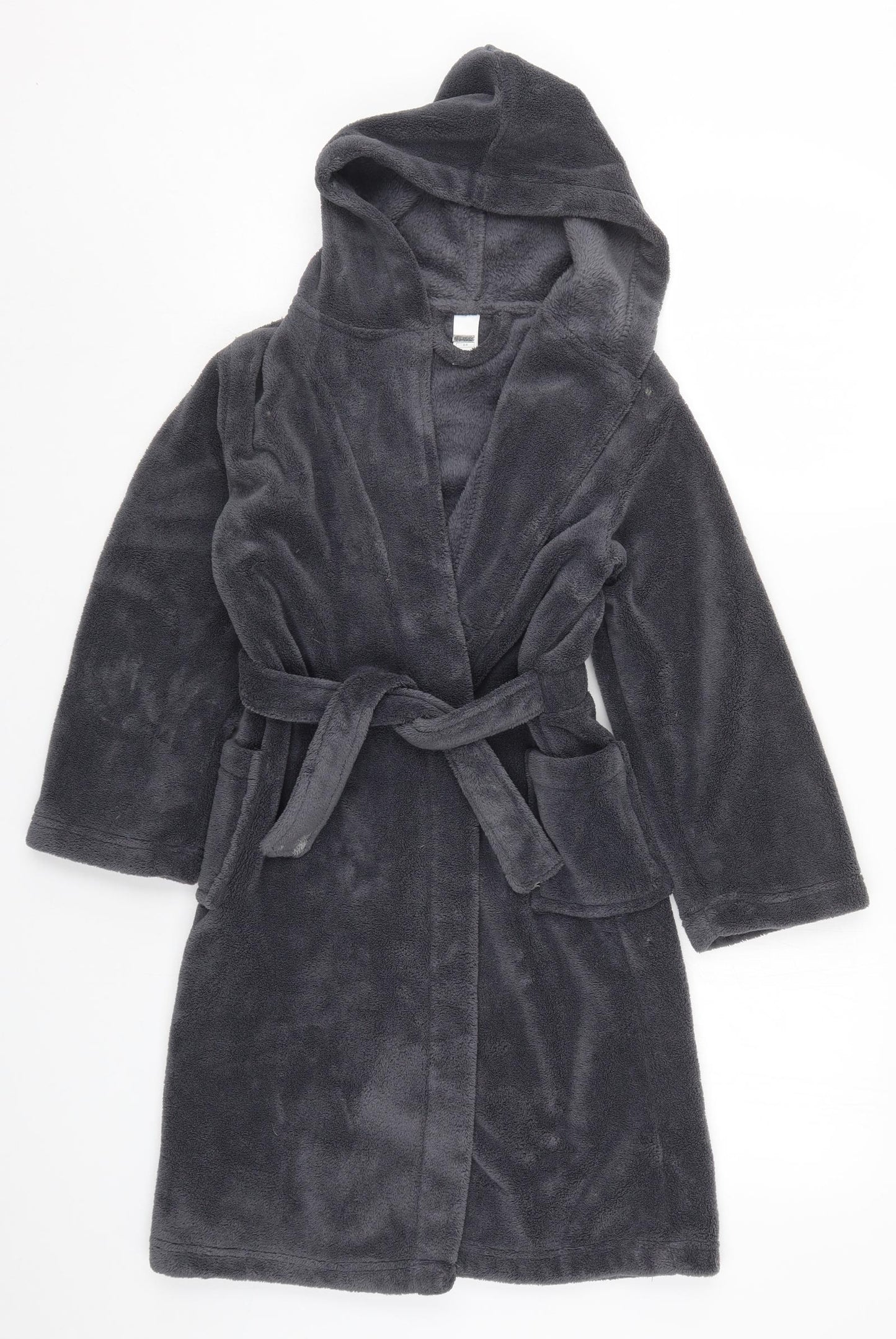 Preworn Boys Grey Solid   Robe Size 8-9 Years