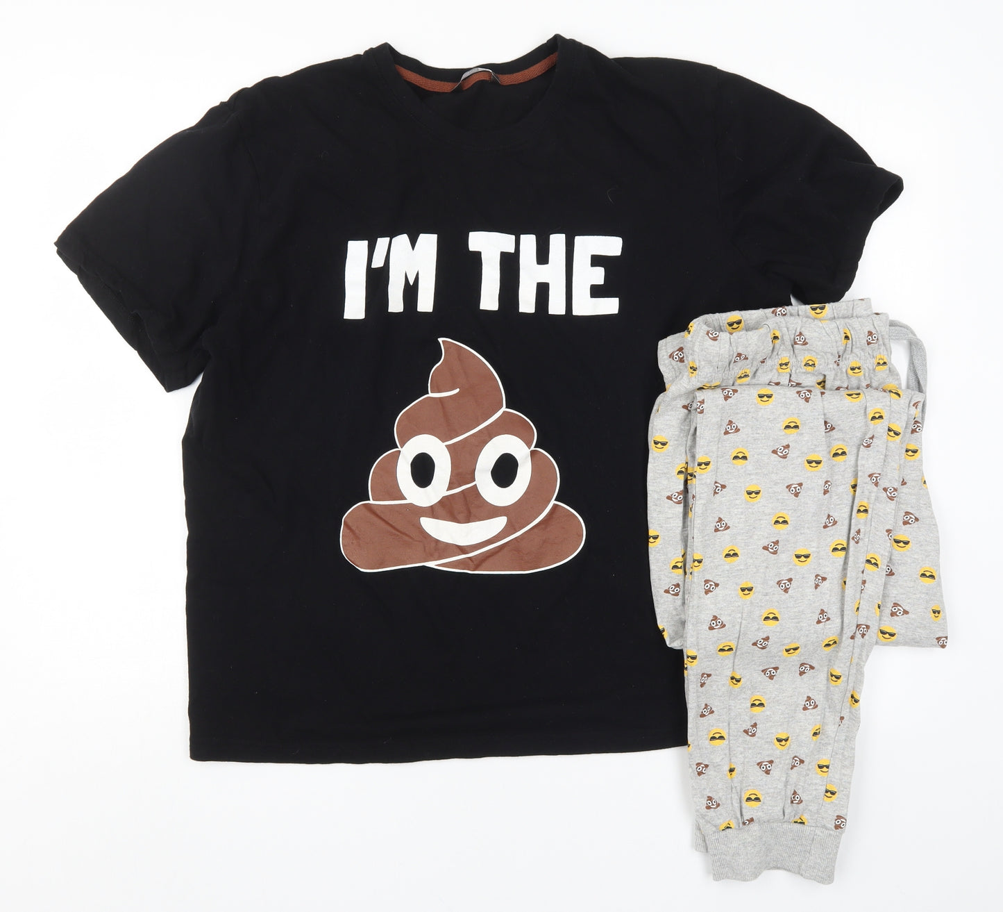 Pep&Co Mens Multicoloured Solid   Pyjama Set Size XL  - I'm The Poop Emoji