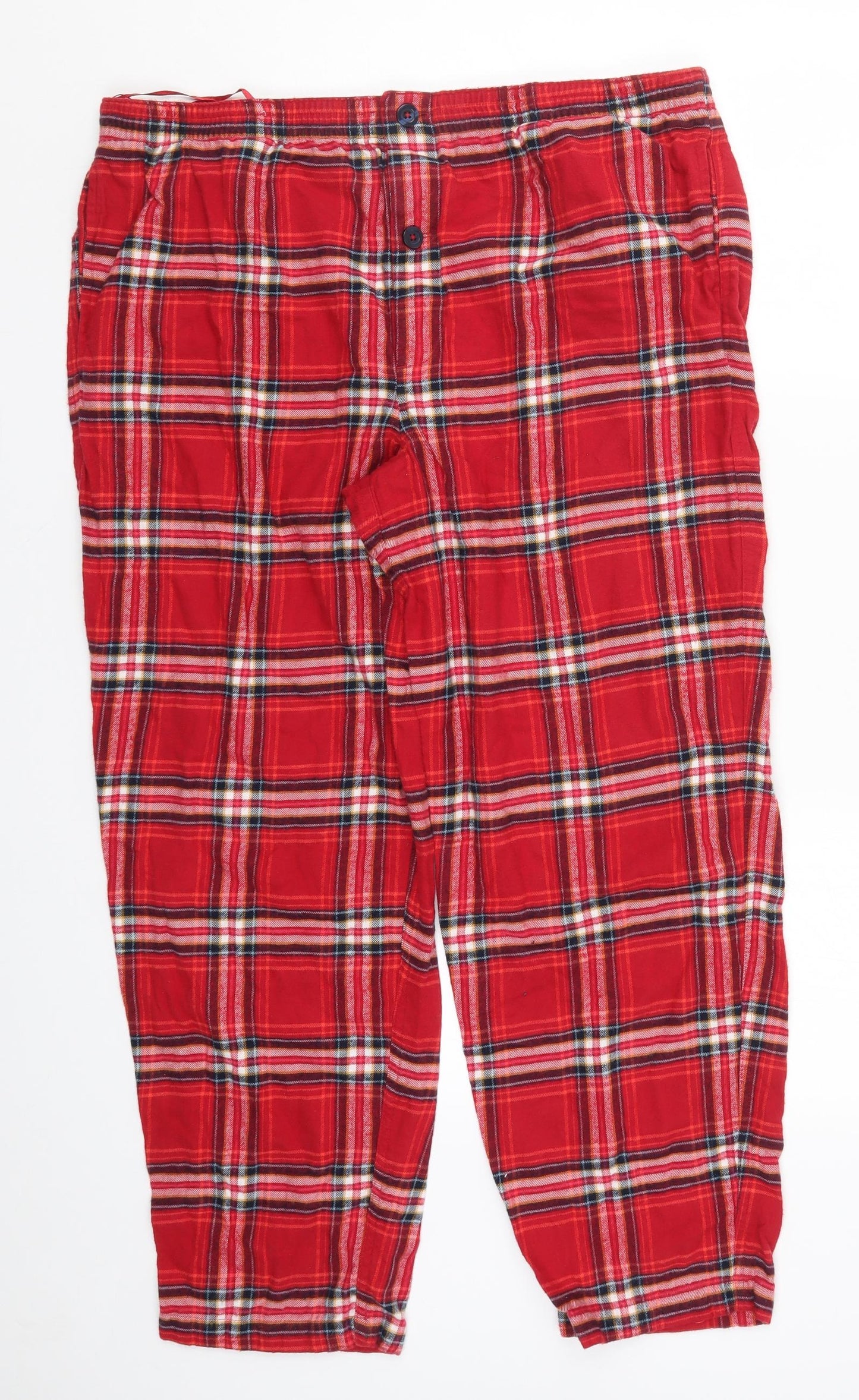 Marks and Spencer Mens Red Check  Trousers  Size XL L27 in - Pyjamas