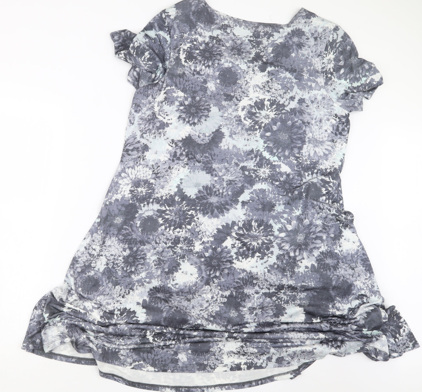 Marks and Spencer Womens Grey Floral  Basic T-Shirt Size 18  - Long