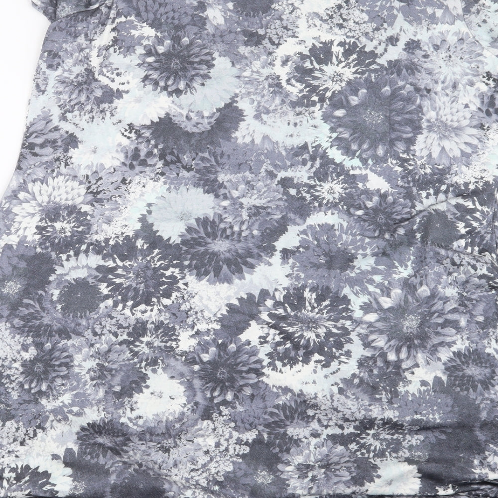 Marks and Spencer Womens Grey Floral  Basic T-Shirt Size 18  - Long