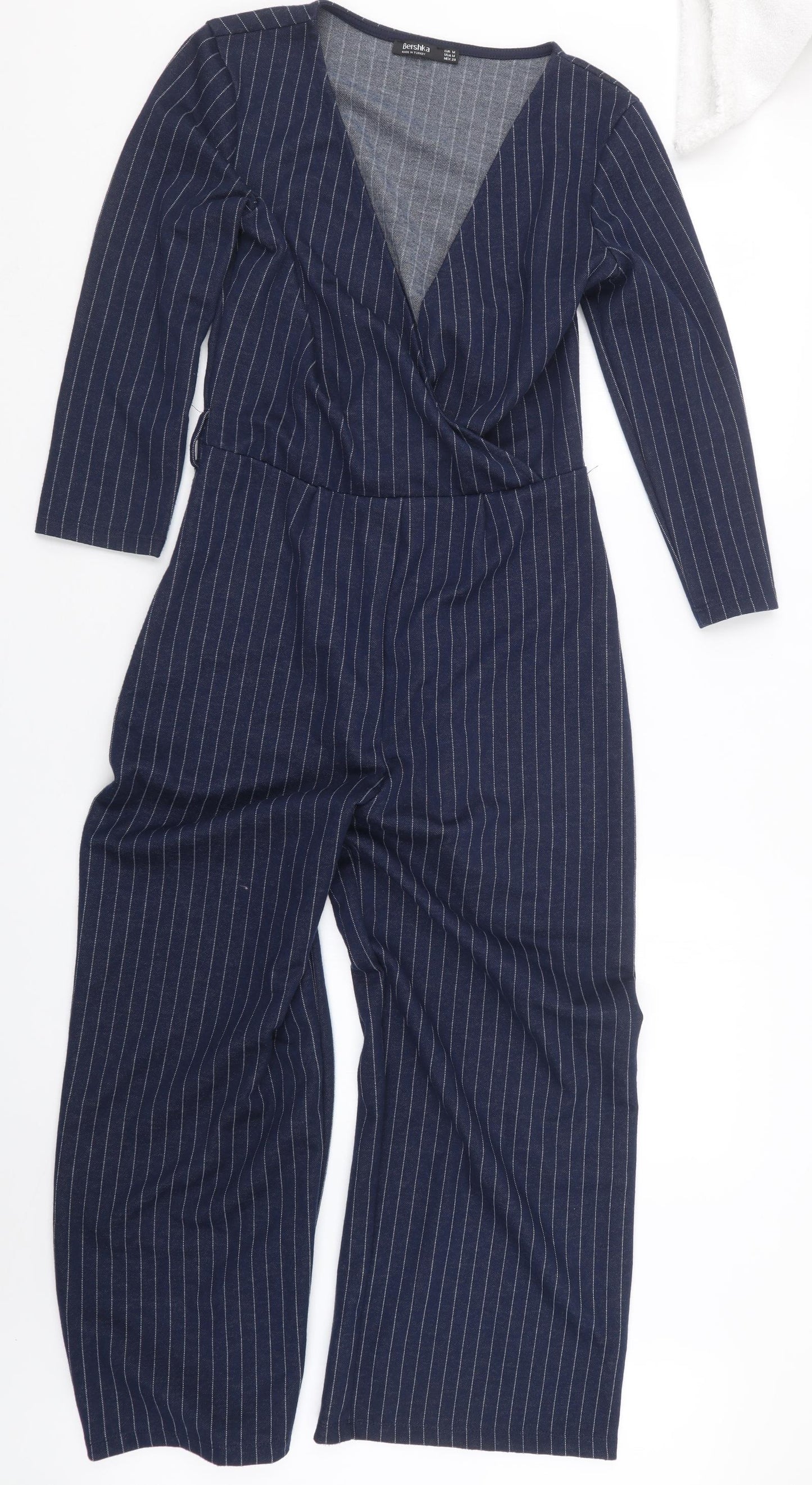 Bershka Womens Blue Striped  Jumpsuit One-Piece Size M L22 in
