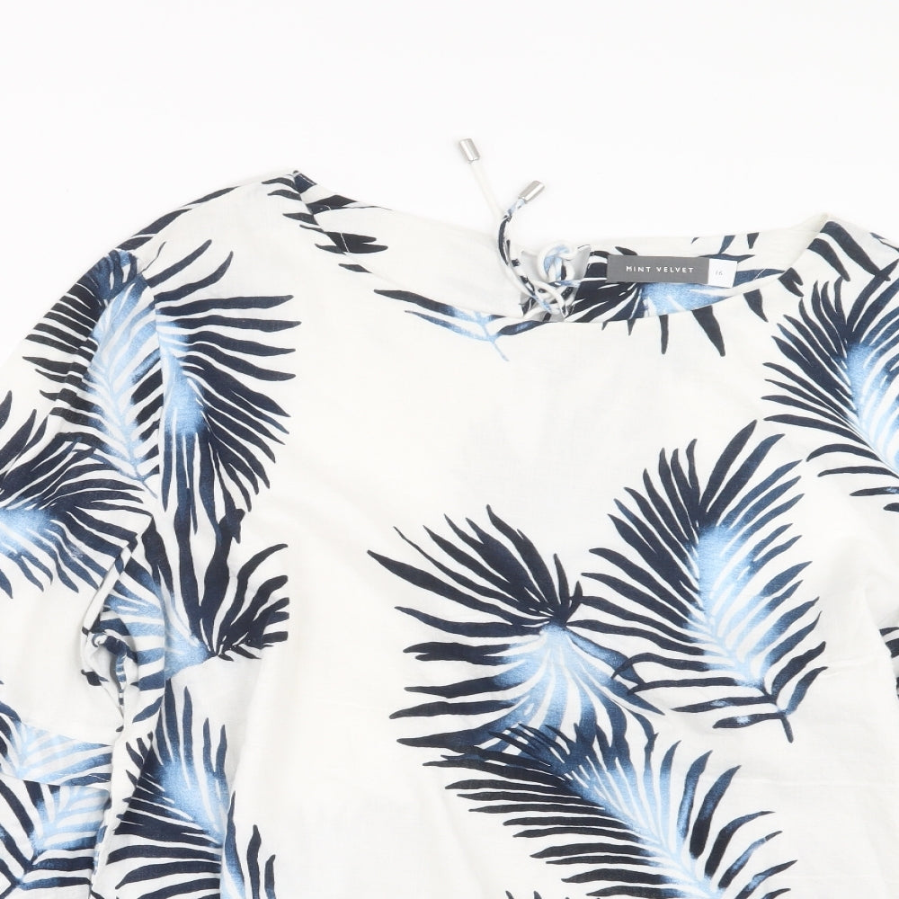 Mint Velvet Womens White Floral  Basic Blouse Size 16