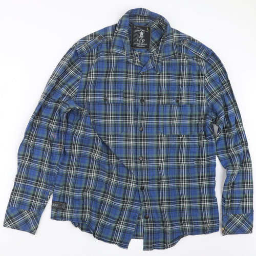 Debenhams Mens Blue Check   Button-Up Size L