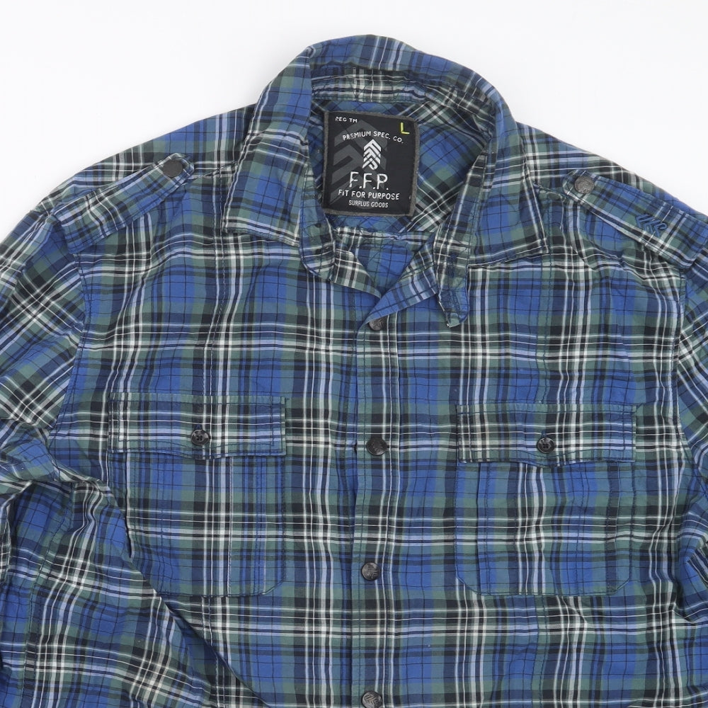 Debenhams Mens Blue Check   Button-Up Size L