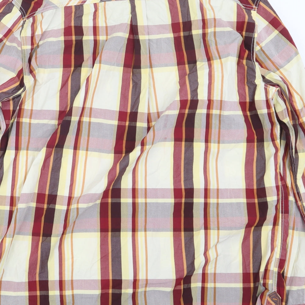 Duffer of St. George Mens Yellow Check   Button-Up Size L