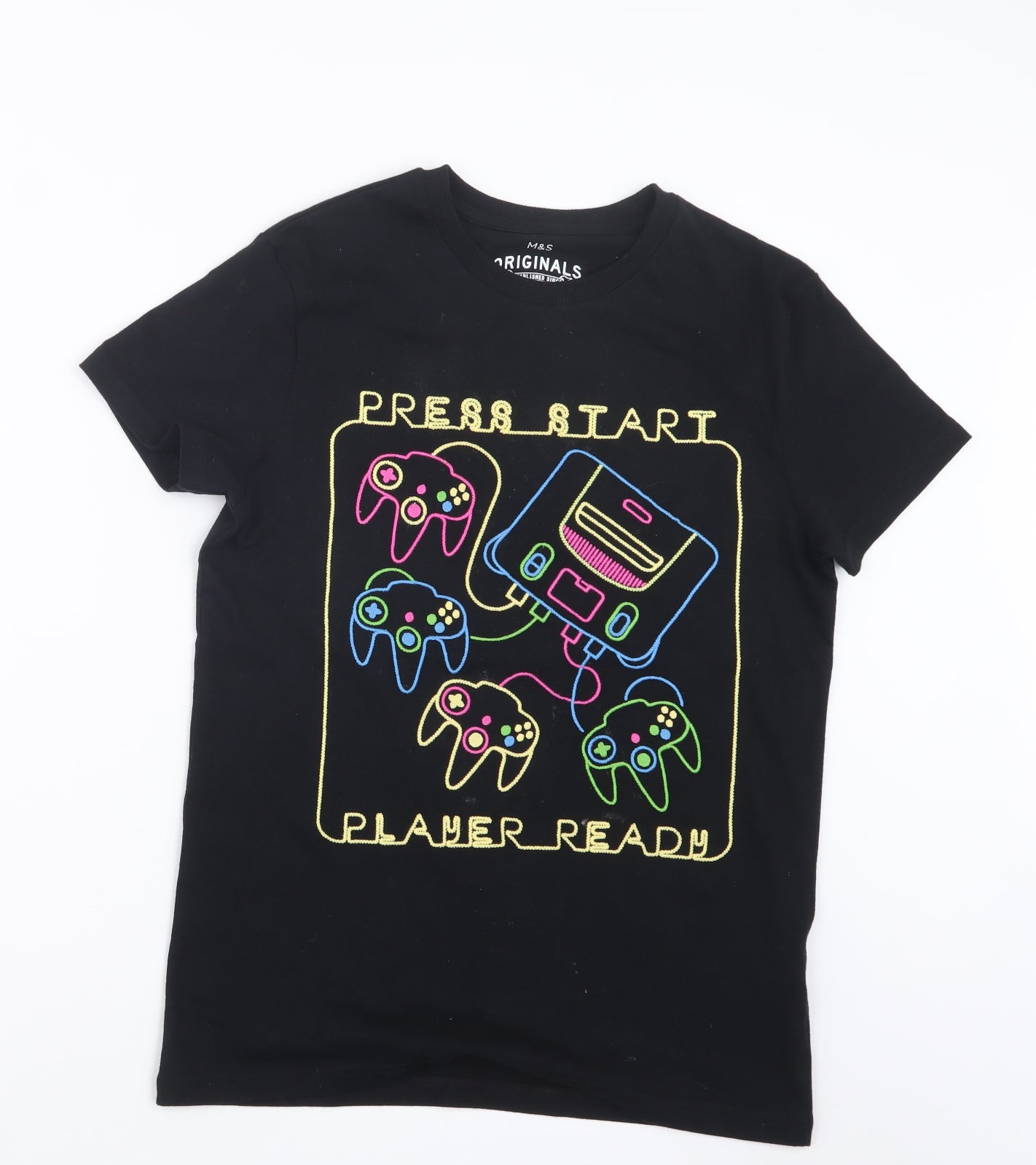 Marks and Spencer Boys Black   Basic T-Shirt Size 11-12 Years