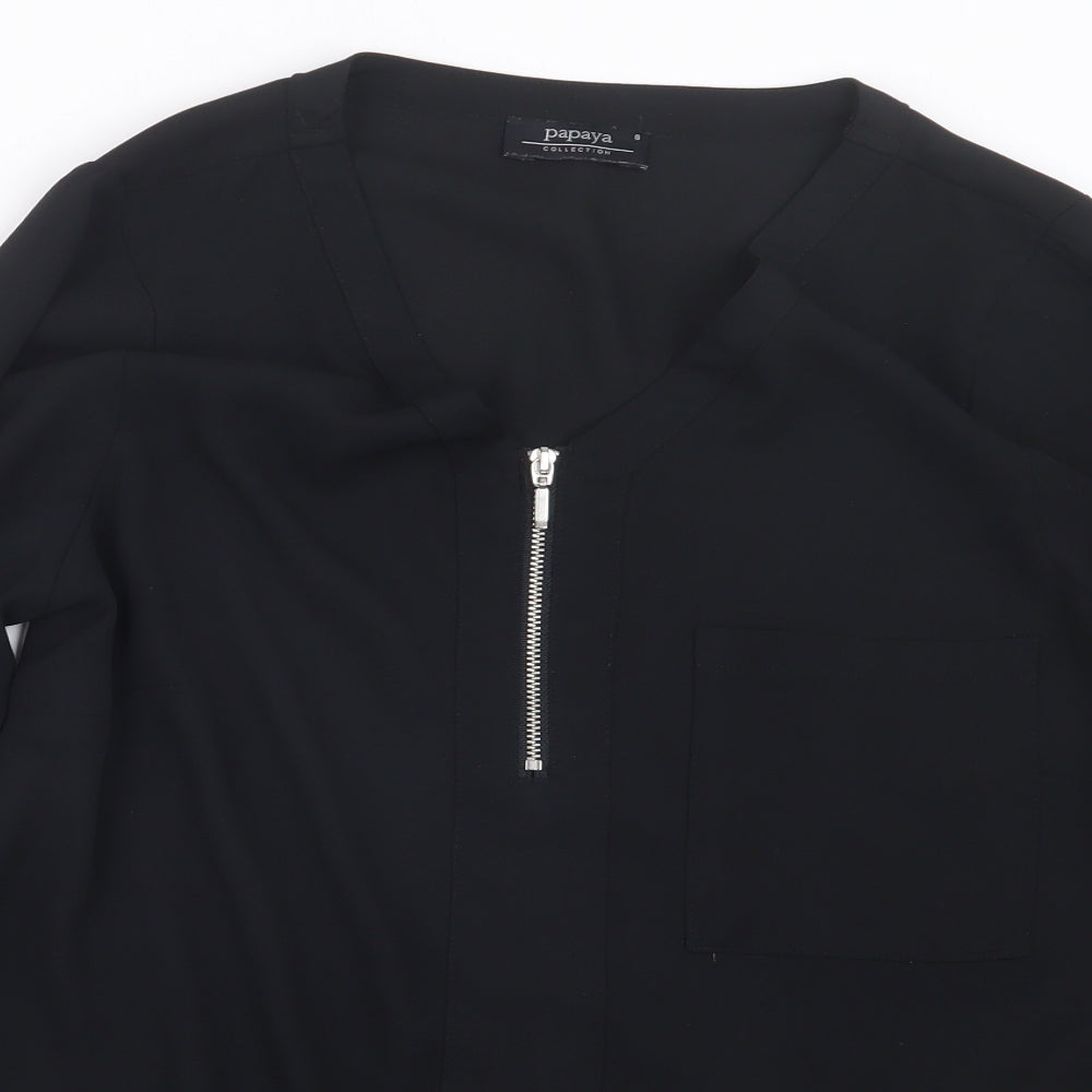 Papaya Womens Black   Basic Blouse Size 8
