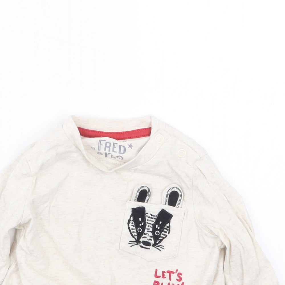 F&F Boys Beige   Basic T-Shirt Size 6-9 Months