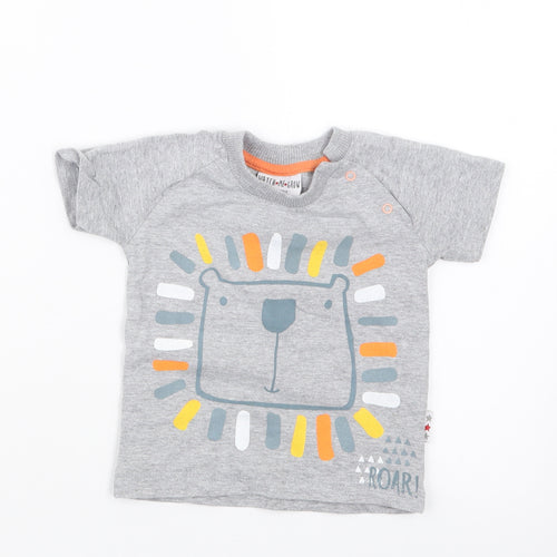 Watch Me Grow Boys Grey   Basic T-Shirt Size 3-6 Months