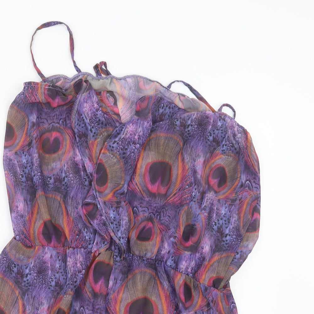 ASOS Womens Purple Geometric  Playsuit One-Piece Size 10  - Beach Cover Up