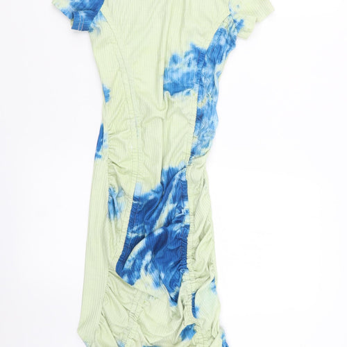 Preworn Womens Green Geometric  T-Shirt Dress  Size S