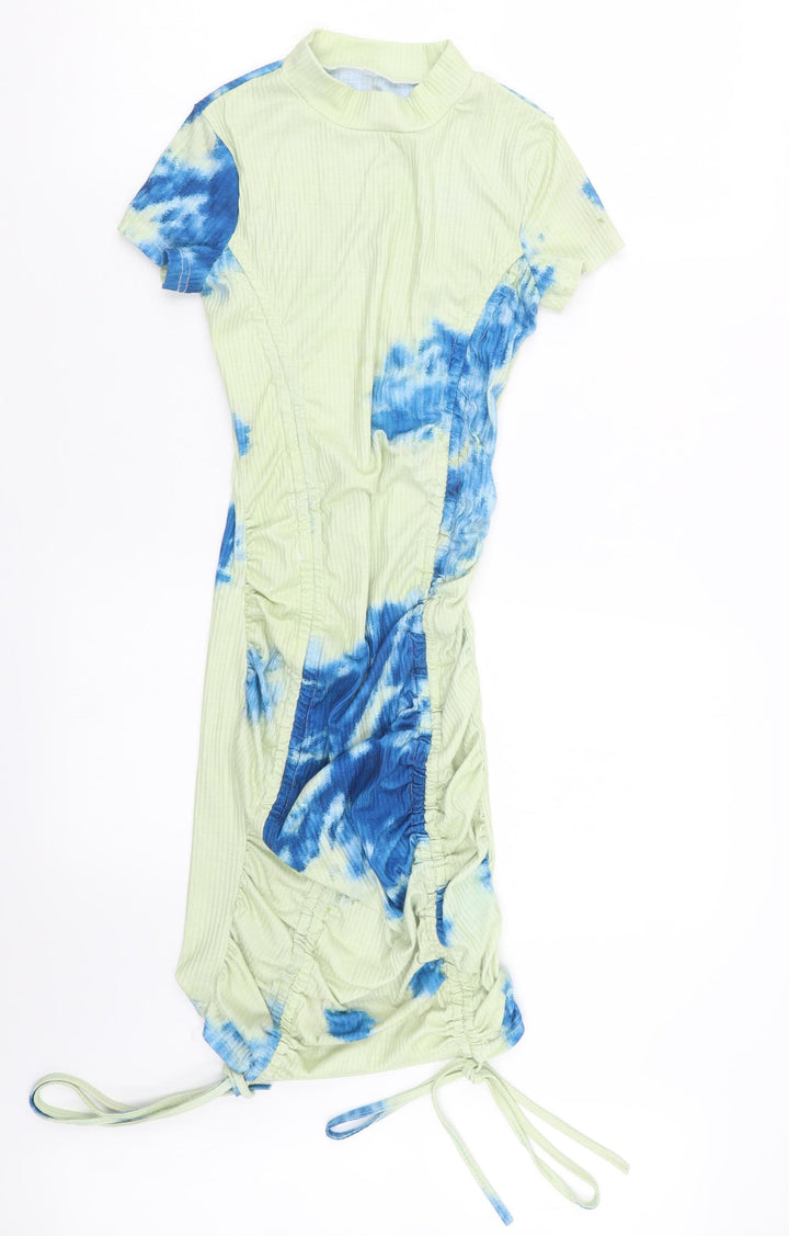 Preworn Womens Green Geometric  T-Shirt Dress  Size S