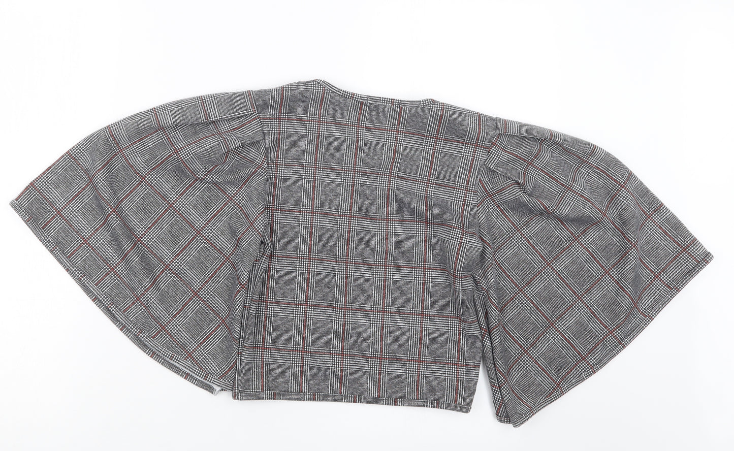 Boohoo Womens Grey Check  Basic Blouse Size 8