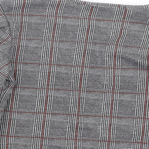 Boohoo Womens Grey Check  Basic Blouse Size 8