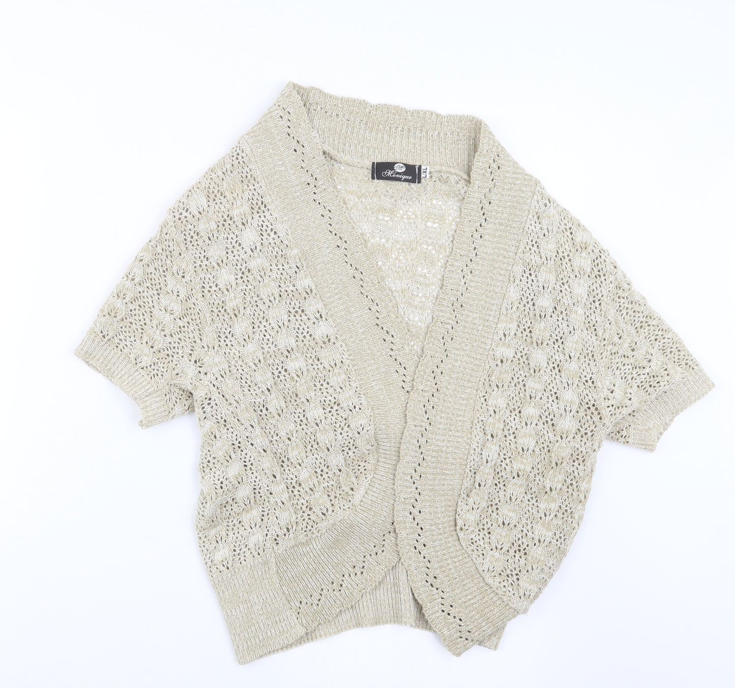 Monique Womens Beige  Knit Cardigan Jumper Size L