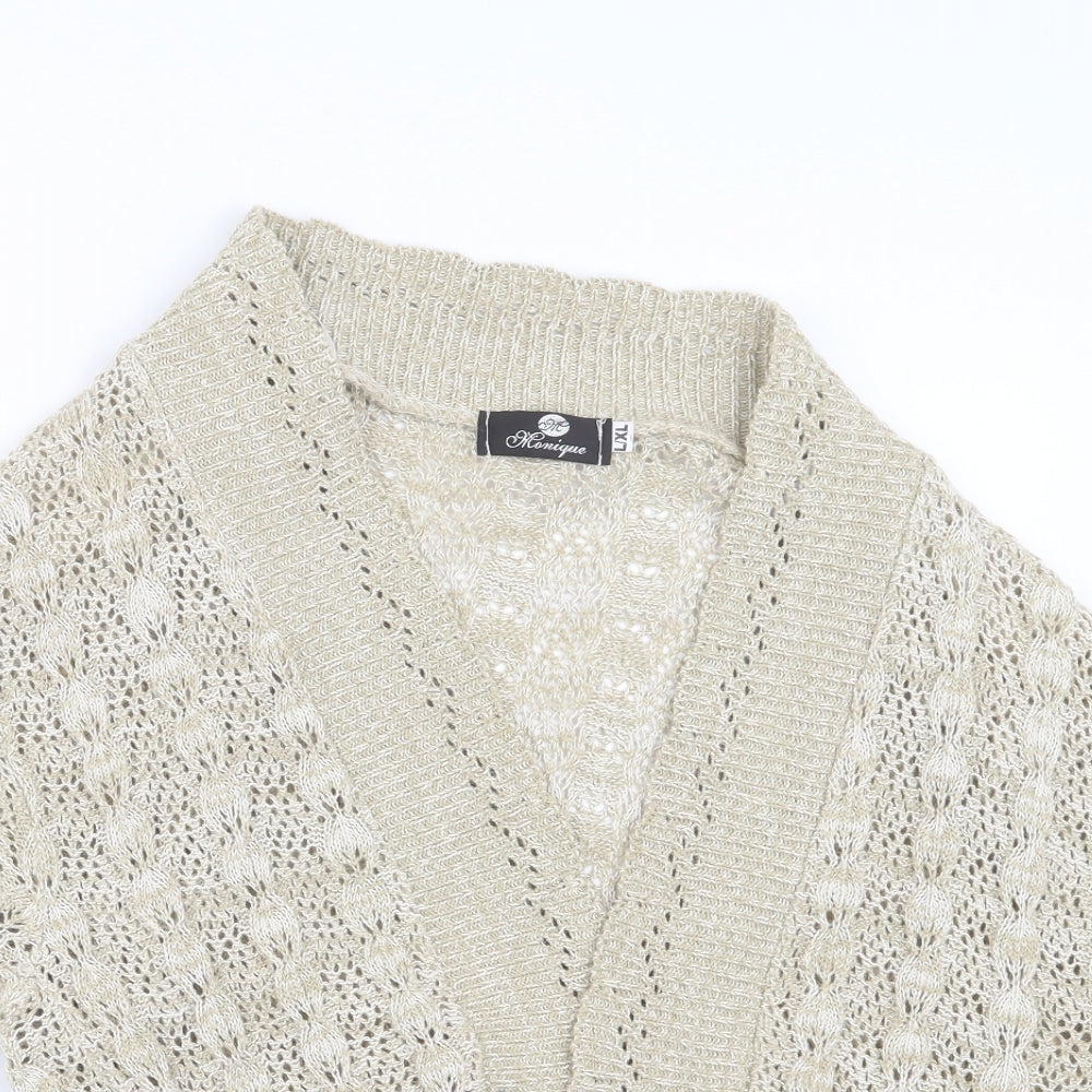 Monique Womens Beige  Knit Cardigan Jumper Size L
