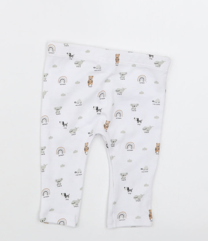 F&F Baby White Geometric Capri Trousers Size 0-3 Months