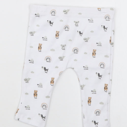F&F Baby White Geometric  Capri Trousers Size 0-3 Months