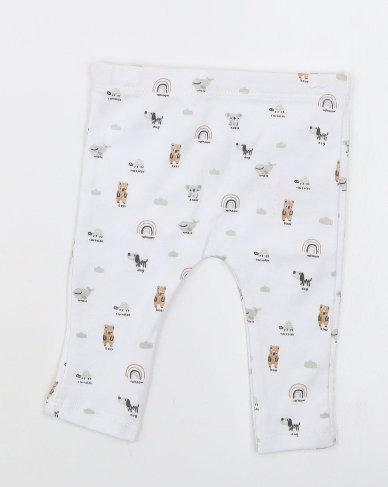 F&F Baby White Geometric  Capri Trousers Size 0-3 Months
