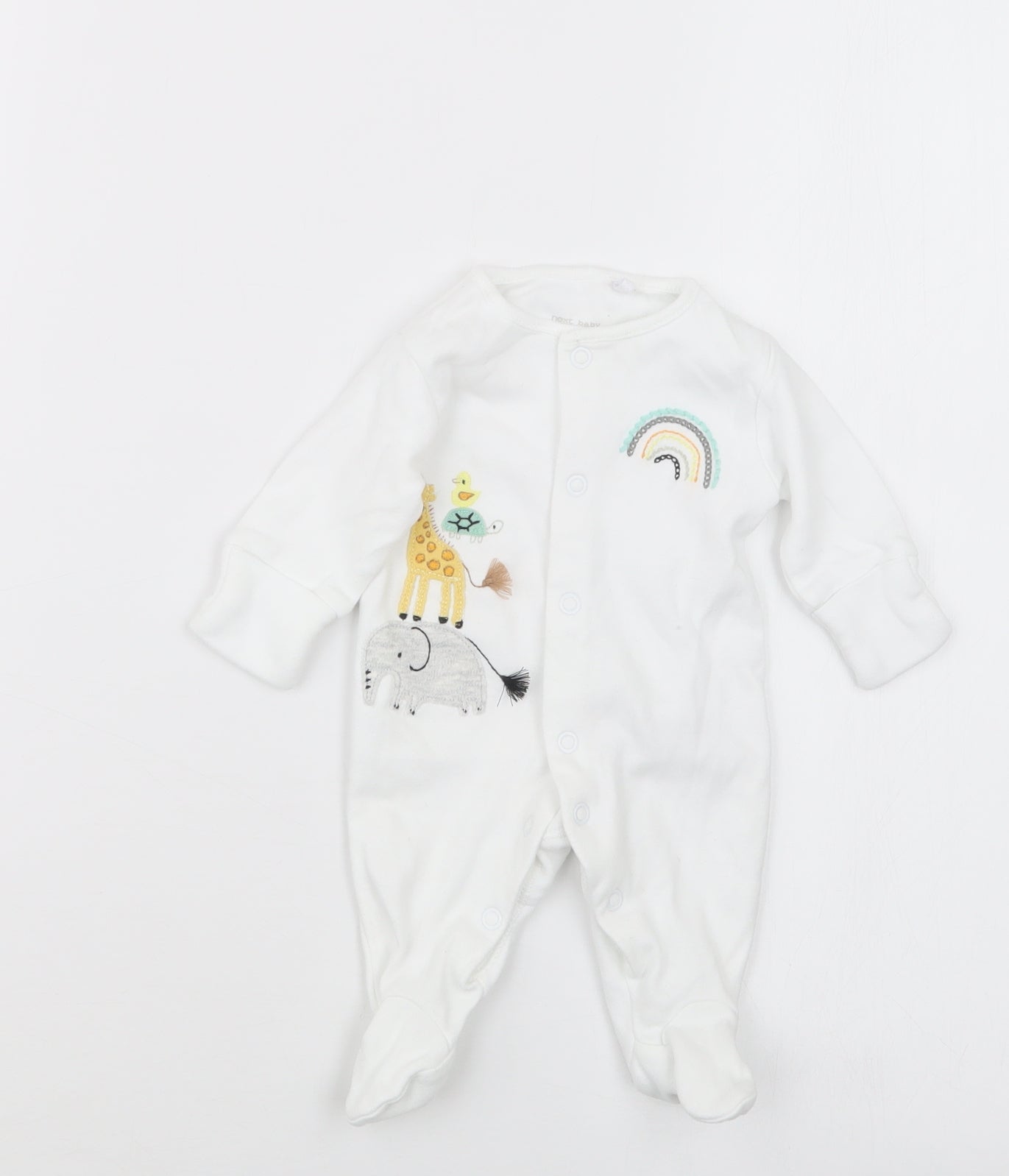 NEXT Baby White Geometric  Babydoll One Piece Size Newborn