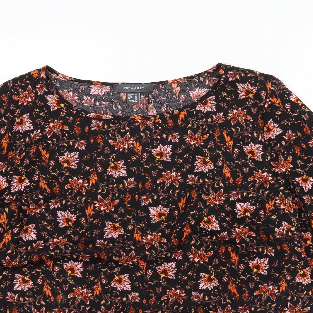 Primark Womens Black Floral  Basic Blouse Size 16