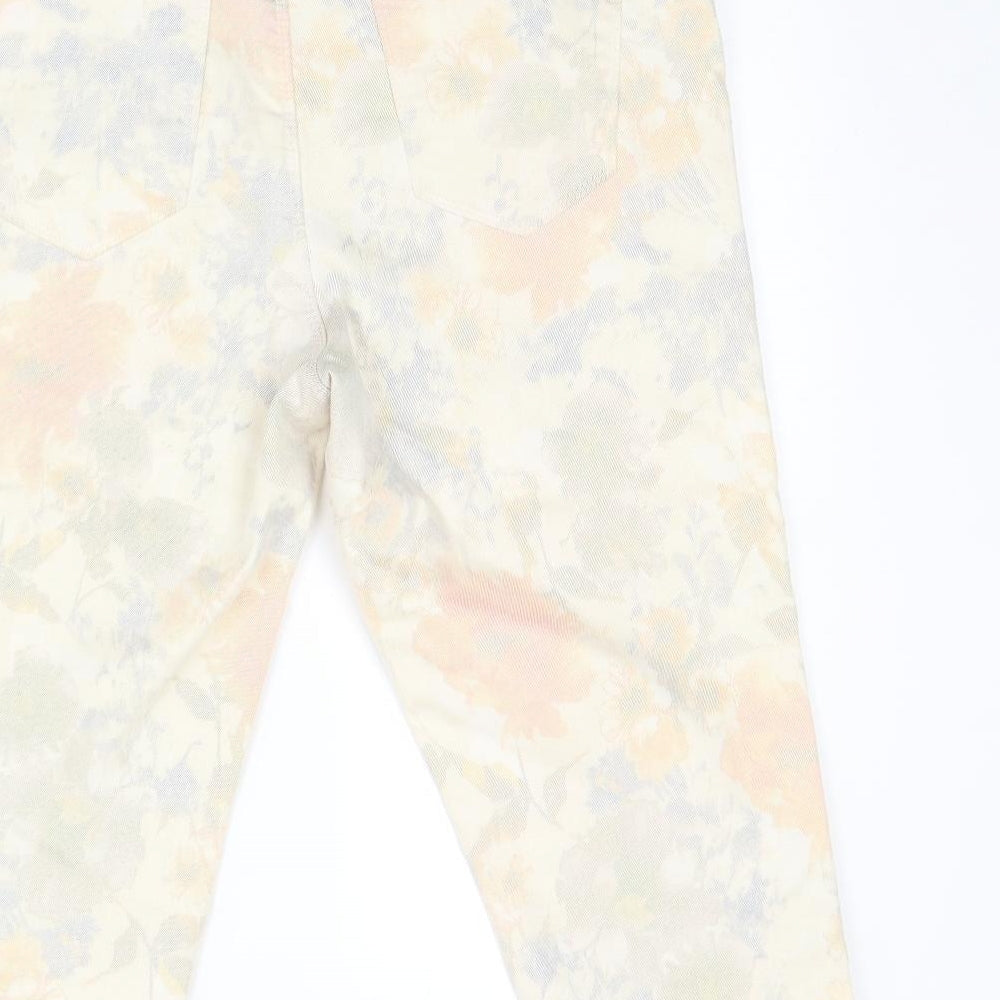 George Womens Beige Floral Denim Boyfriend Shorts Size 16