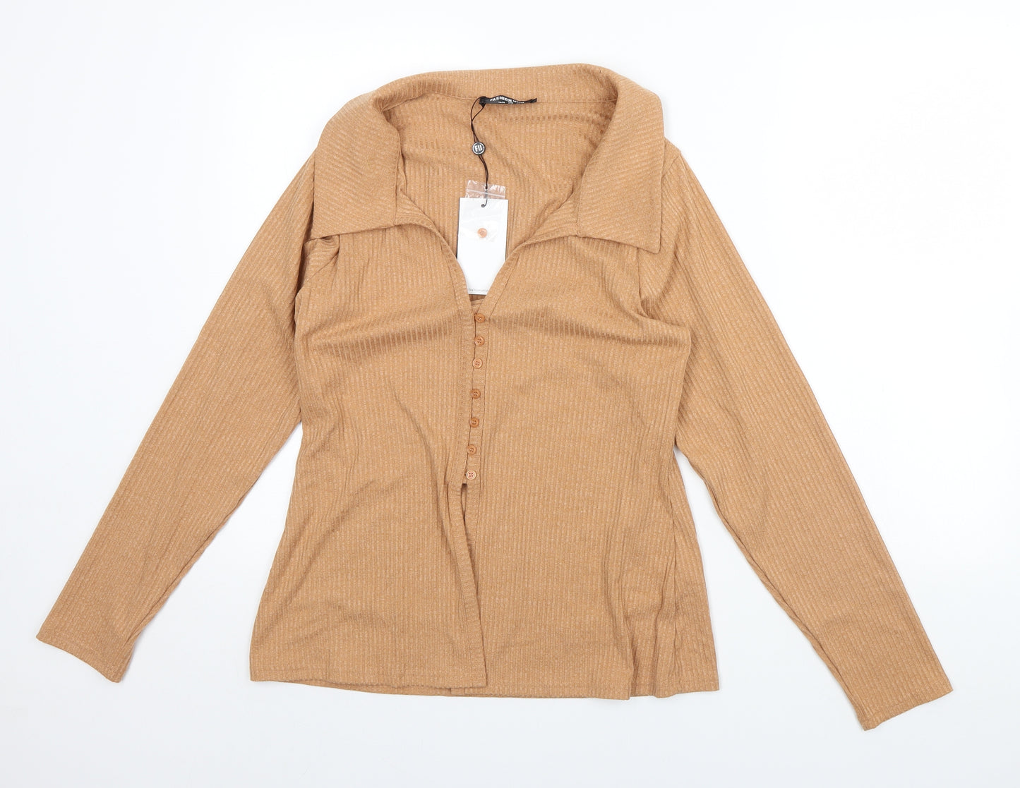 Fashion Union Womens Beige   Basic Button-Up Size 20