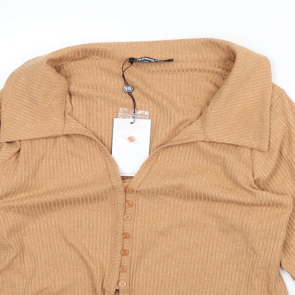 Fashion Union Womens Beige   Basic Button-Up Size 20