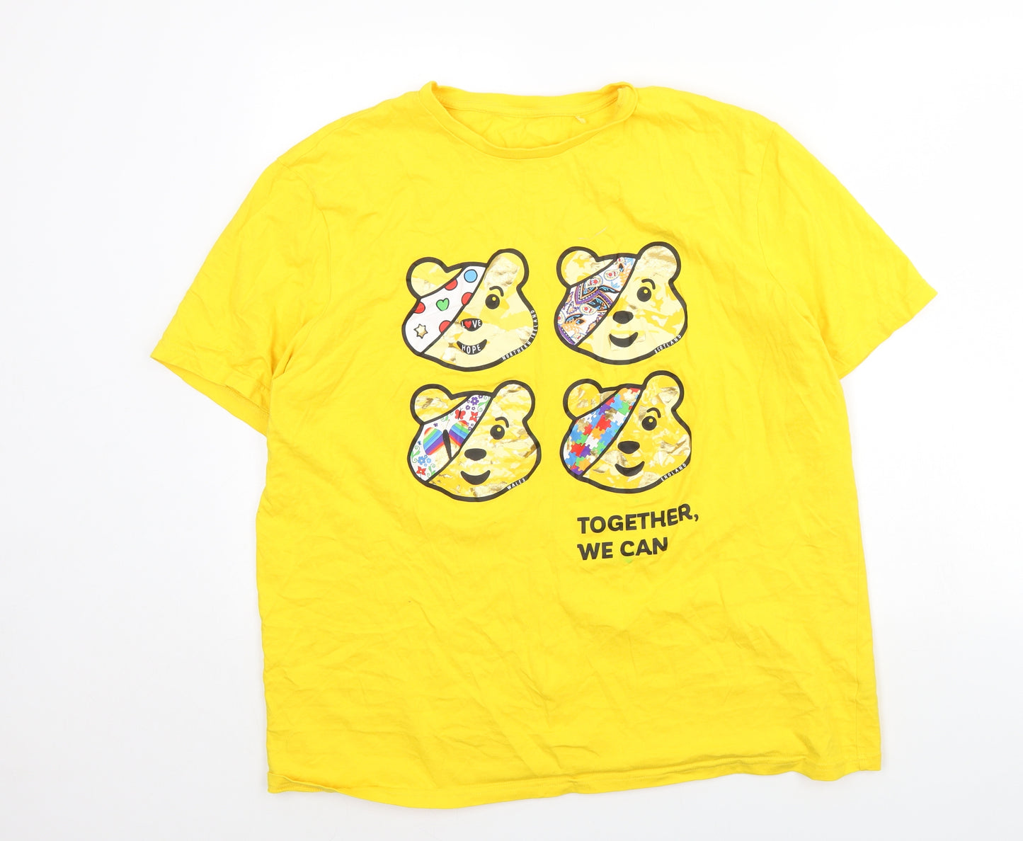 George Mens Yellow    T-Shirt Size XL  - Pudsey Bear