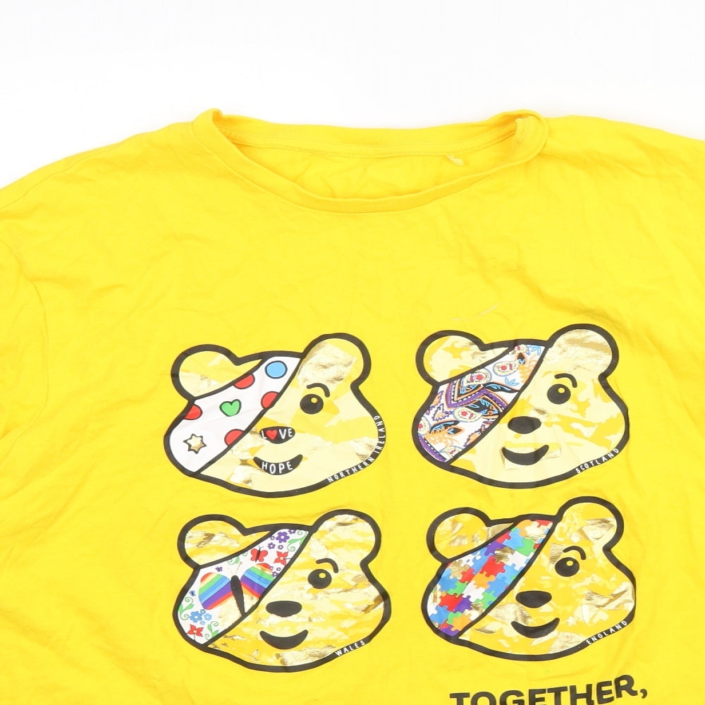 George Mens Yellow    T-Shirt Size XL  - Pudsey Bear