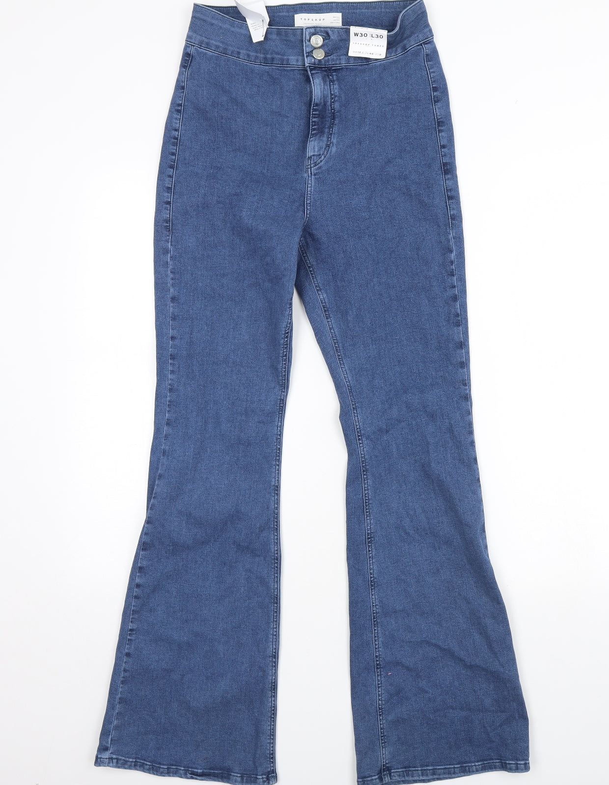 Topshop Womens Blue  Denim Bootcut Jeans Size 12 L30 in