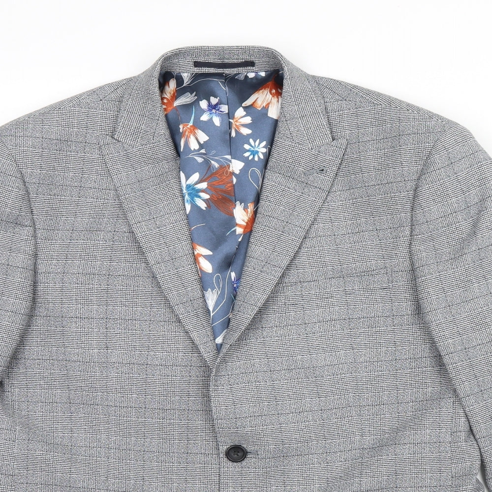 NEXT Mens Grey Plaid  Jacket Blazer Size 40  - Shoulder Pads